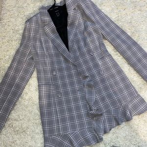 F21 Plaid ruffled blazer